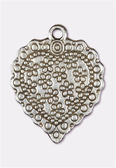 Breloque en métal coeur fleur 10x8 mm argent vieilli x4 - Coeurs