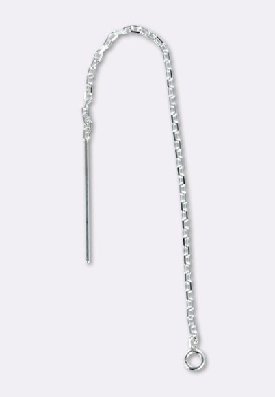 Boucles D'oreilles Pendantes Chaîne Et Plumes Leana - Argent 925 Rhodié, 45 Mm, Neuves Avec étiquettes