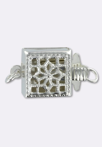 Argent 925 fermoir filigrané carré 8.5 mm x1 - Fermoirs argent 925