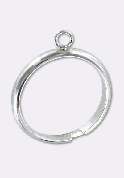 Bague Réglable Argent 925 - Sertie D'Ambre - Taille ~58 - Poids 4g - Modèle W934