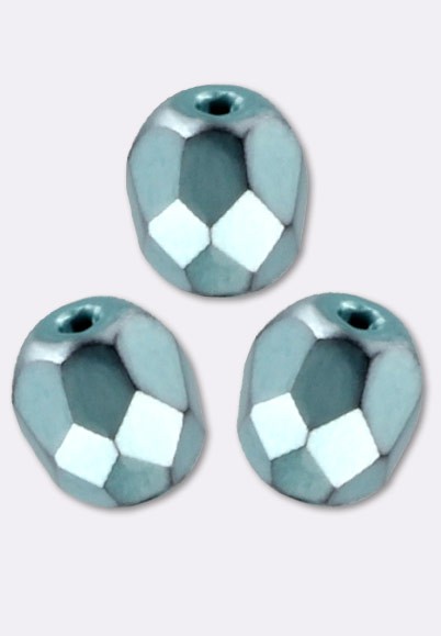 Lot De 100 Perles Facettes De Bohême - 4mm, Couleur Light Teal - Marque Preciosa, Fabriqué En France