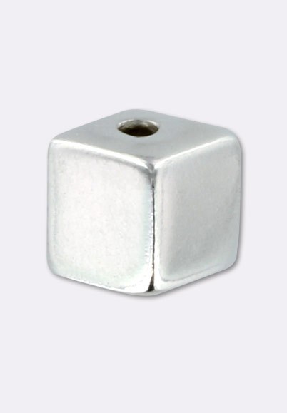 Perle En Argent Massif 925 Cube Zébré 9mm - Neuf, Parfaite Pour Créer Des Bijoux Uniques !