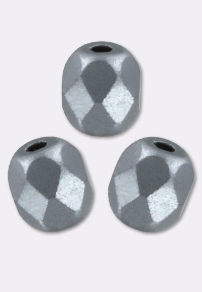 20 Perles Facettées Bohème 8 Mm - Couleur Gris Argenté Pastel - Marque Preciosa France