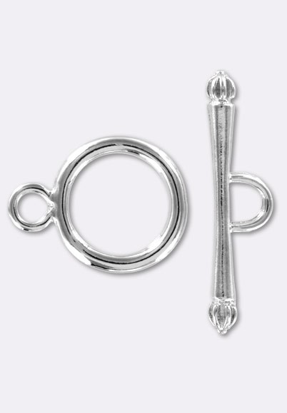 Lot De 2 Fermoirs Toggle En Métal Argenté Plaqué Rhodium - 13 Mm - Neufs - Fabriqué En France