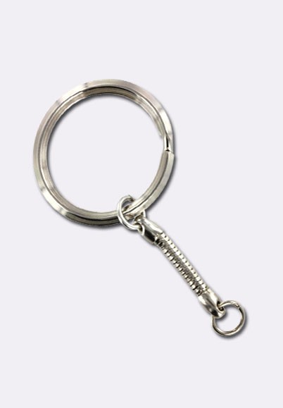 Anneau porte-clef 32 mm avec chaîne nickel x1 - Anneaux - Apprêts bijoux -  Accessoires