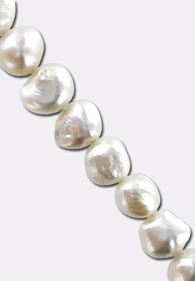 Perle d'eau douce baroque blanche 11x10 mm x1 - Soldes