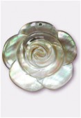 Pendentif rose en nacre 40 mm gris x1