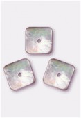 Bouton carré en nacre 14 mm rose x4