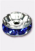 Rondelle strass 6 mm sapphire / argent x4