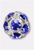 Boule strass 6 mm sapphire / argent x1