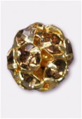 Boule strass 6 mm light smoked topaz / or x1