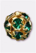 Boule strass 6 mm emerald / or x1