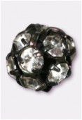 Boule strass 6 mm cristal / noir x1