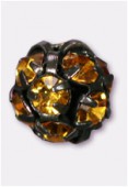 Boule strass 6 mm topaz / noir x1