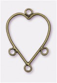 Composant pour boucle d’oreille coeur 33x23 mm bronze x2