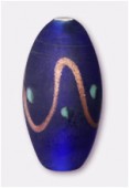 Perle en verre olive VFU32 bleu foncé mat x1