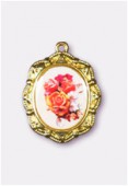 Médaille bouquet de roses or 19x16 mm x1
