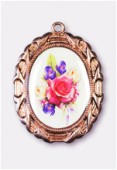 Médaille bouquet de fleurs cuivre 28x23 mm x1