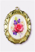 Médaille bouquet de fleurs or 28x23 mm x1