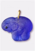 Perle en verre pendentif VP28 bleu foncé mat x2