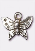 Breloque en métal papillon 14x15 mm argent vieilli x2