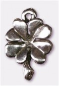 Breloque en métal trèfle à 4 feuilles 12x14 mm argent vieilli x2