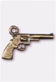 Breloque en métal revolver 15x24 mm bronze x2