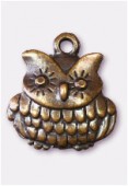 Breloque en métal hibou 16x16 mm bronze x2