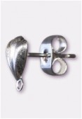 Clou d'oreille coquillage 13x9 mm argent vieilli x2