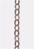 Chaîne forçat aplatie 6x5 mm 1 micron or x 1 mètre Chaîne forçat aplatie 6x5 mm 1 micron or x 1 mètre