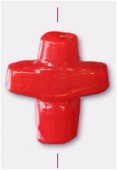 Perle en verre croix VP18 rouge x1