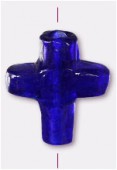 Perle en verre croix VP18 bleu foncé x1