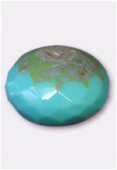 Ronde aplatie 9x14 mm green turquoise picasso x2