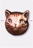 Perle en métal tête de chat 10x8 mm cuivre x2