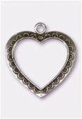 Pendentif en métal grand coeur évidé 50x45 mm argent vieilli x1