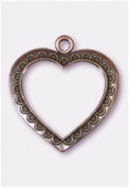 Pendentif en métal grand coeur évidé 50x45 mm cuivre x1