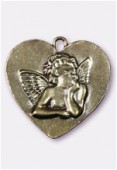 Pendentif en metal coeur ange gd 47x47 mm bronze x1