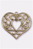 Pendentif en métal coeur entrelacs gd 50x47 mm bronze x1