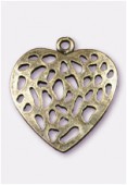 Pendentif en métal coeur ajouré 30x28 mm bronze x1