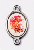 Intercalaire bouquet de roses argent vieilli 15x13 mm x1