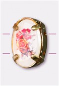Intercalaire ovale serti bouquet de roses or 16x12 mm x1