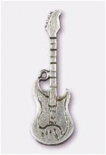 Pendentif en métal guitare électrique argent vieilli 48x15 mm x1