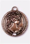 Pendentif en métal buste femme 45 mm cuivre x1