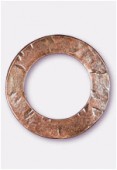 Pendentif en métal cercle plat martelé 48 mm cuivre x1