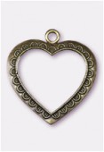 Pendentif en metal grand coeur évidé 50x45 mm bronze x1