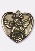 Pendentif en metal coeur ange pt 25x25 mm bronze x1