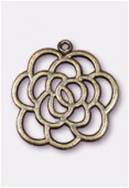 Pendentif en métal fleur ajourée 30 mm bronze x1