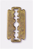 Breloque en métal lame de rasoir 23x11 mm bronze x2