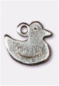 Breloque en métal canard 12x10 mm argent vieilli x2