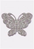 Estampe papillon 35x25 mm argent x1